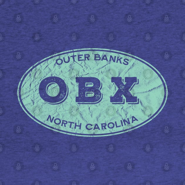 OBX Oval in Aqua Distressed by YOPD Artist